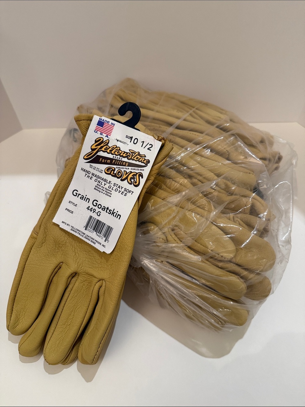 12 Pair Yellowstone Goatskin Work Glove USA Made Size 10.5 Seamless Palm Leather
